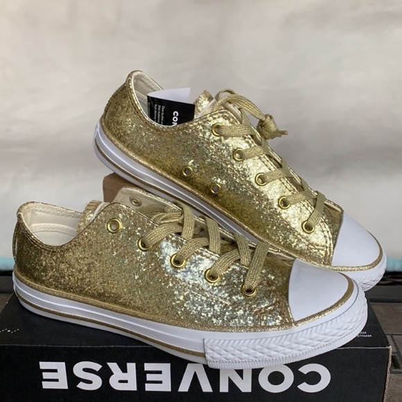Converse Shoes - Converse, CTAS OX, Light Gold Sparkle Sneakers, Streetwear, Athletic, NWT Sz. Y3